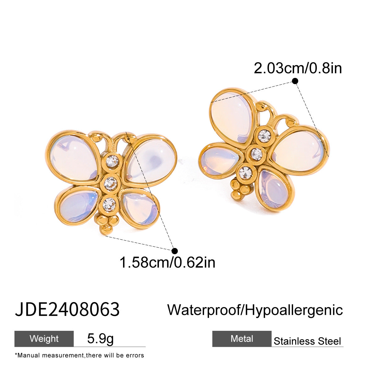 Minimalist Butterfly Pendant Necklace in Stainless Steel with Rhinestone Accents for Women