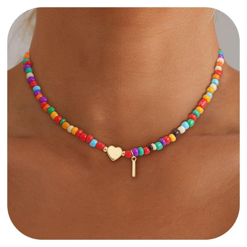 Minimalist Letter Stainless Steel Turquoise Pendant Necklace for Women