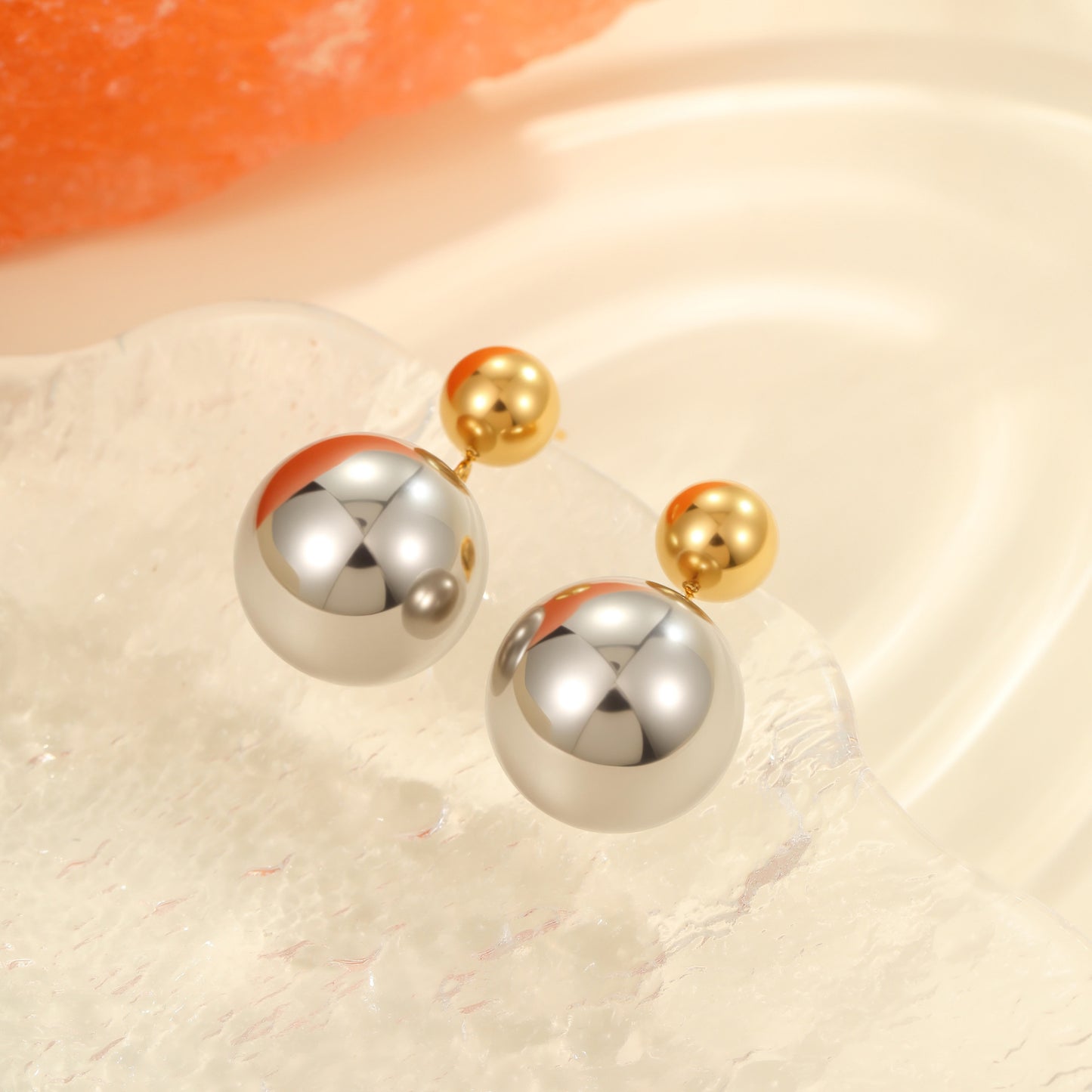 Pendientes de Acero Inoxidable Geométricos de Moda con Baño de Oro de 18K y Plata para Mujer