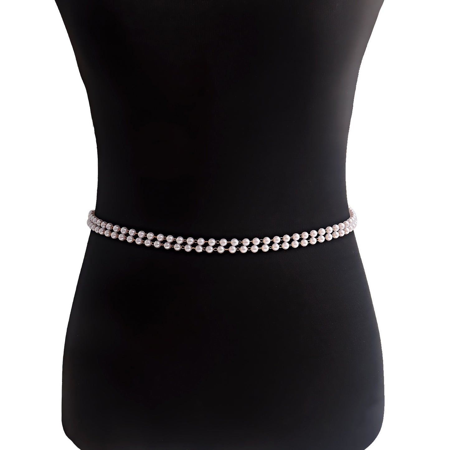 Sweet Punk Double Layer Imitation Pearl Acrylic Waist Chain for Women