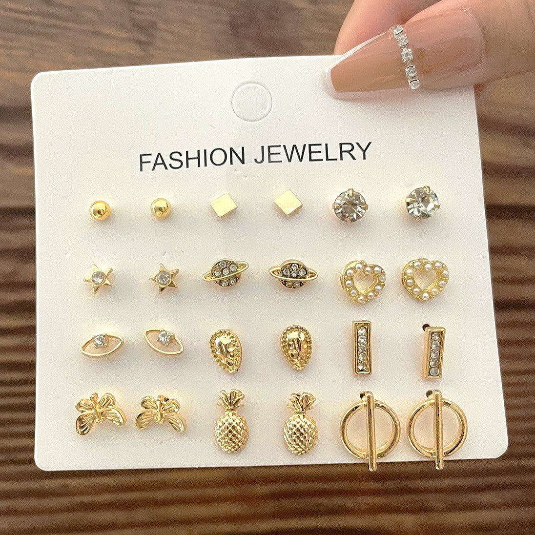 Fashion Geometric Round Gold Plated Zinc Alloy C-Shape Hoop Earrings with 925 Sterling Silver Posts