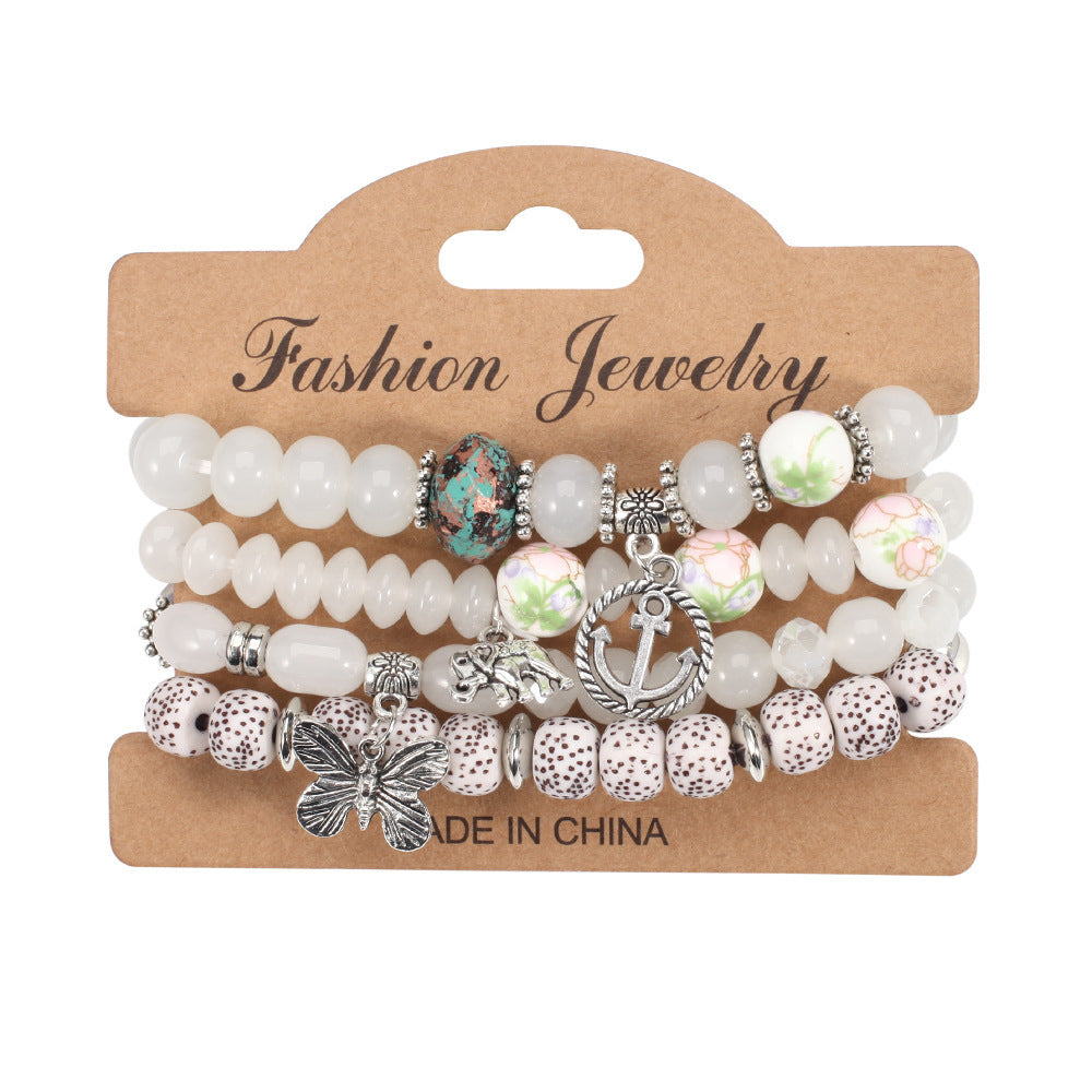 Bohemian Butterfly Floral Natural Stone Bracelet Unisex
