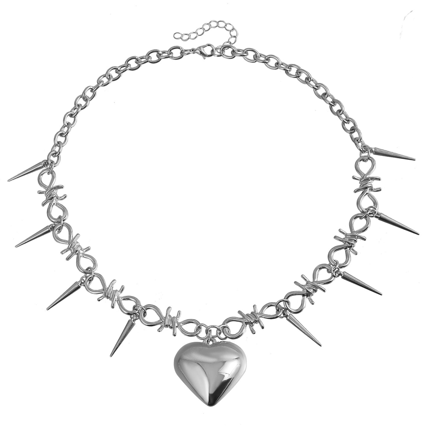 Collana pendente a cuore gotica scura vintage da donna con corpo in lega e finitura galvanizzata