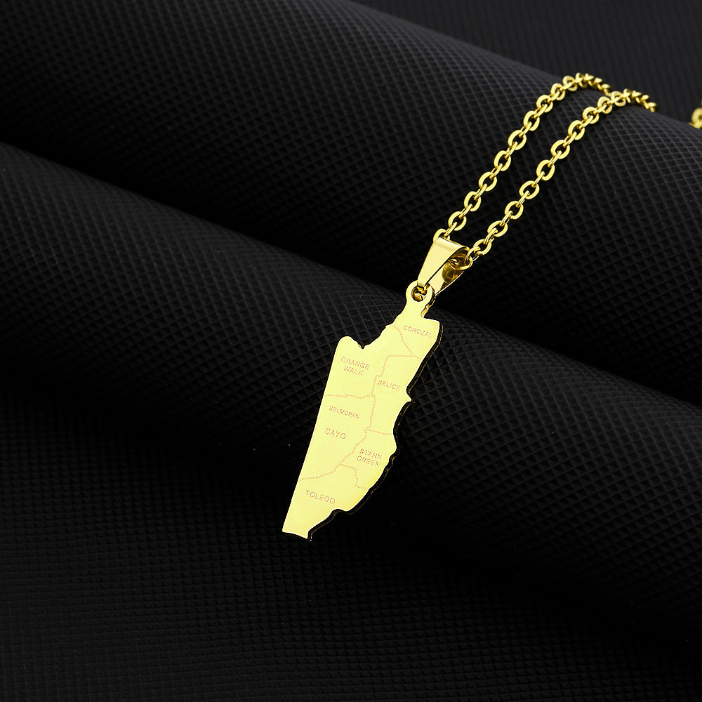 Collar con colgante esmaltado geométrico vintage de acero inoxidable con dije de acero de titanio en cadena tipo O para unisex