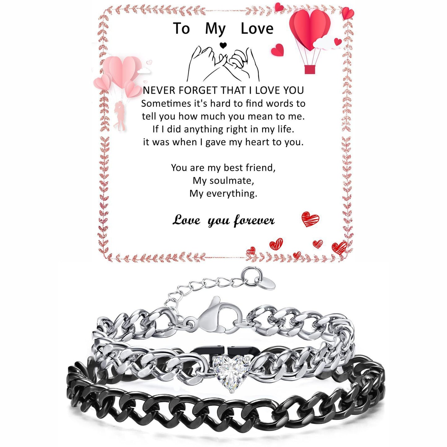 Minimalist Heart Geometric Stainless Steel Plated Cuban Link Chain Bracelet Unisex Adjustable Fashion Jewelry Gift