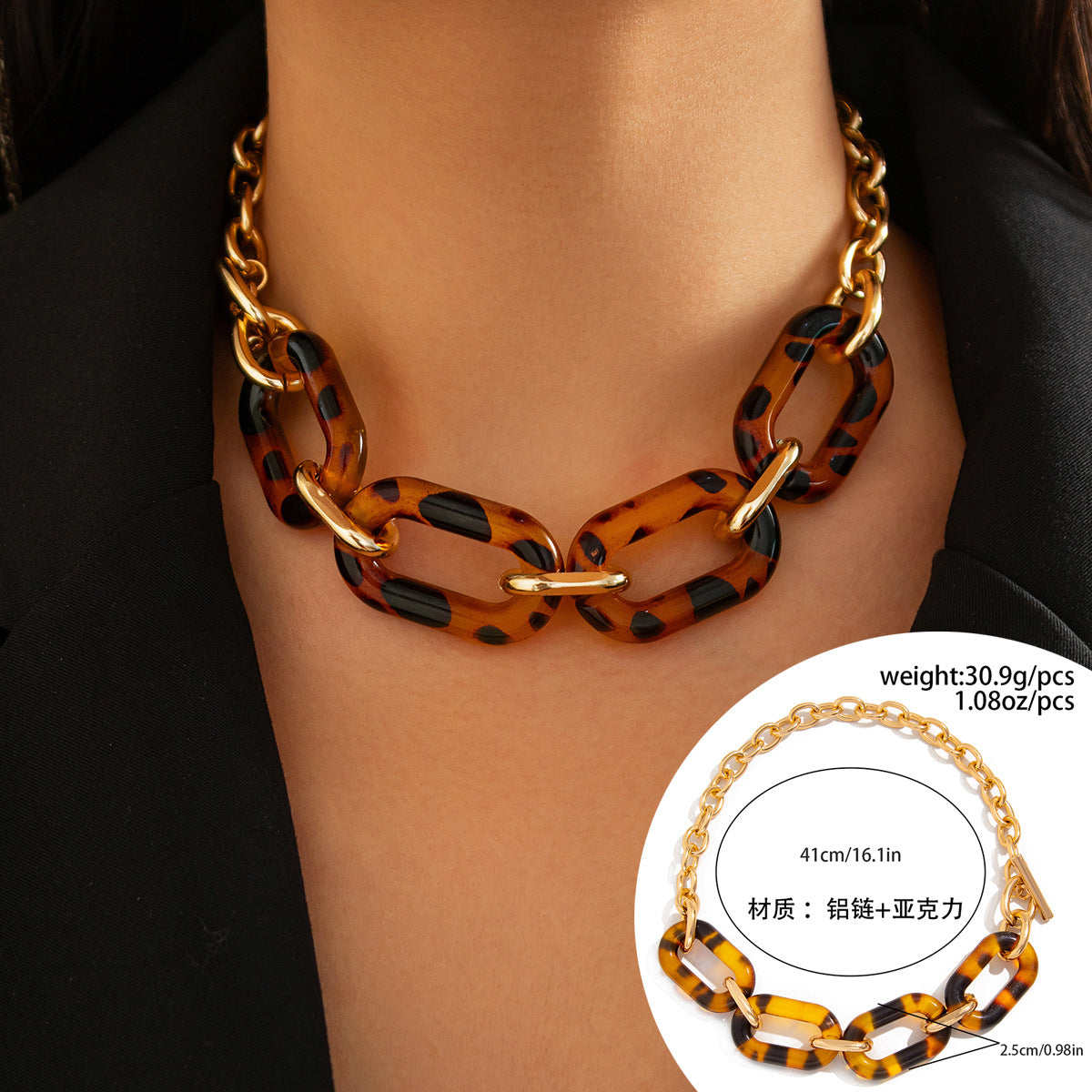 Collana pendente a croce geometrica stile punk da donna con catena multistrato in lega galvanizzata e chiusura OT