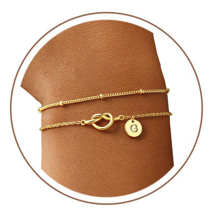 Fashion Layered Stainless Steel Letter Bracelet for Women
