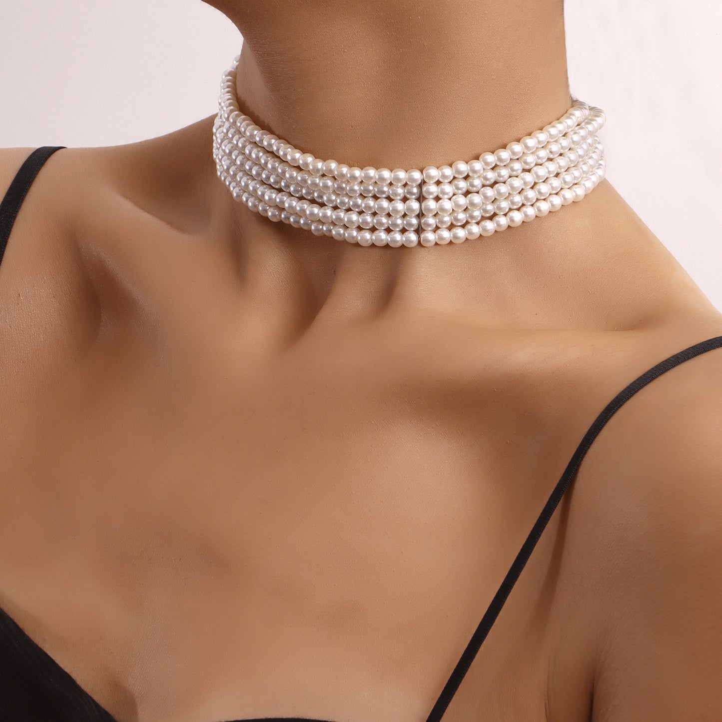Minimalist Geometric White Pearl Necklace in Alloy with Plated Finish for Women