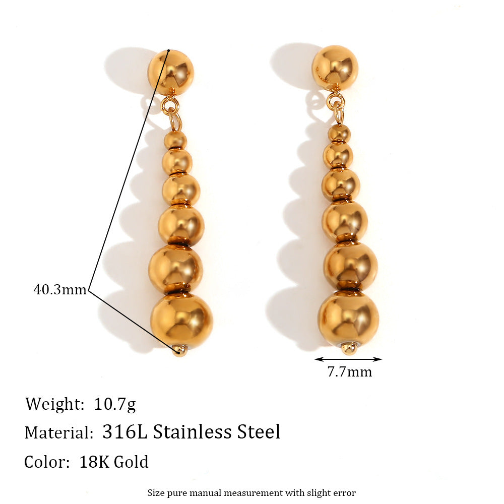 Vintage-Inspired Peanut-Shaped Stainless Steel Earrings with 18K Gold Plating for Women