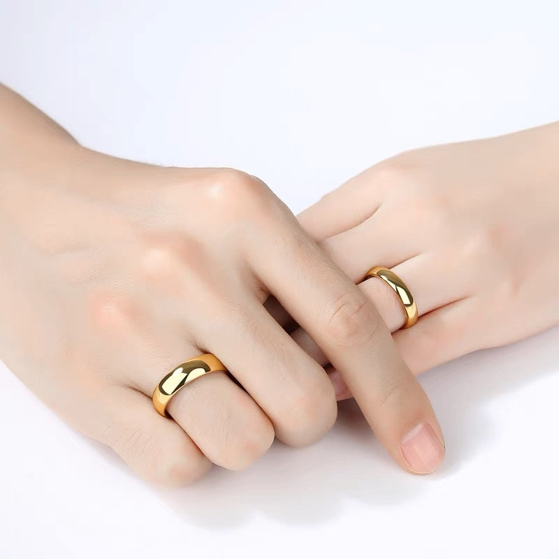 Anello Minimalista Geometrico in Acciaio al Titanio da Donna Placcato Oro 18K, Fascia Leggera di Lusso per Dito Indice