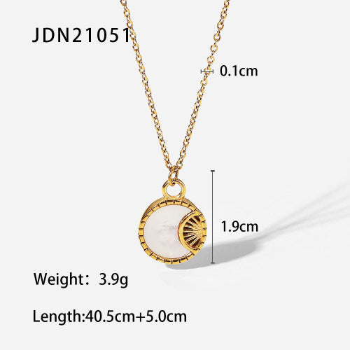 Elegant Eight-Pointed Star Geometric Stainless Steel Necklace with Cubic Zirconia Titanium Steel Pendant for Women