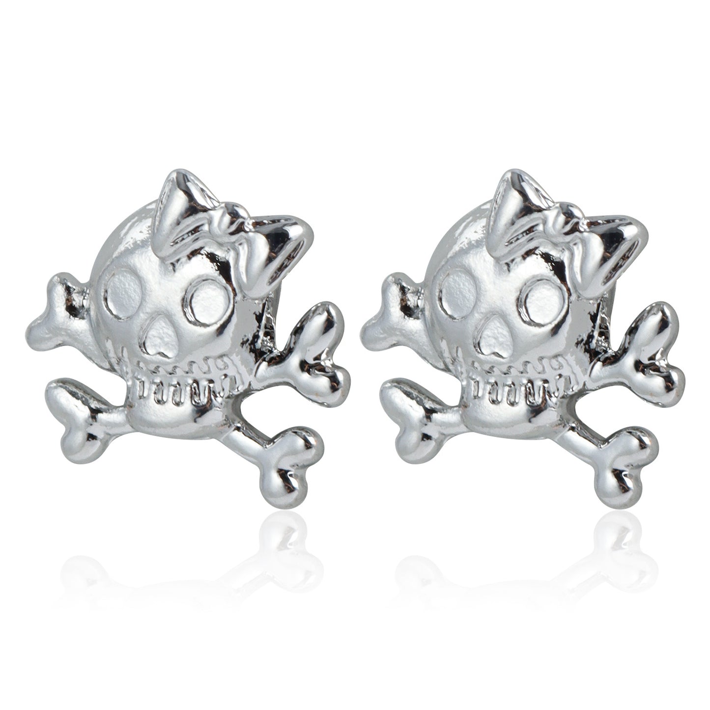 Vintage Gothic Skull Stud Earrings for Women with Electroplated Metal Construction and Geometric Design