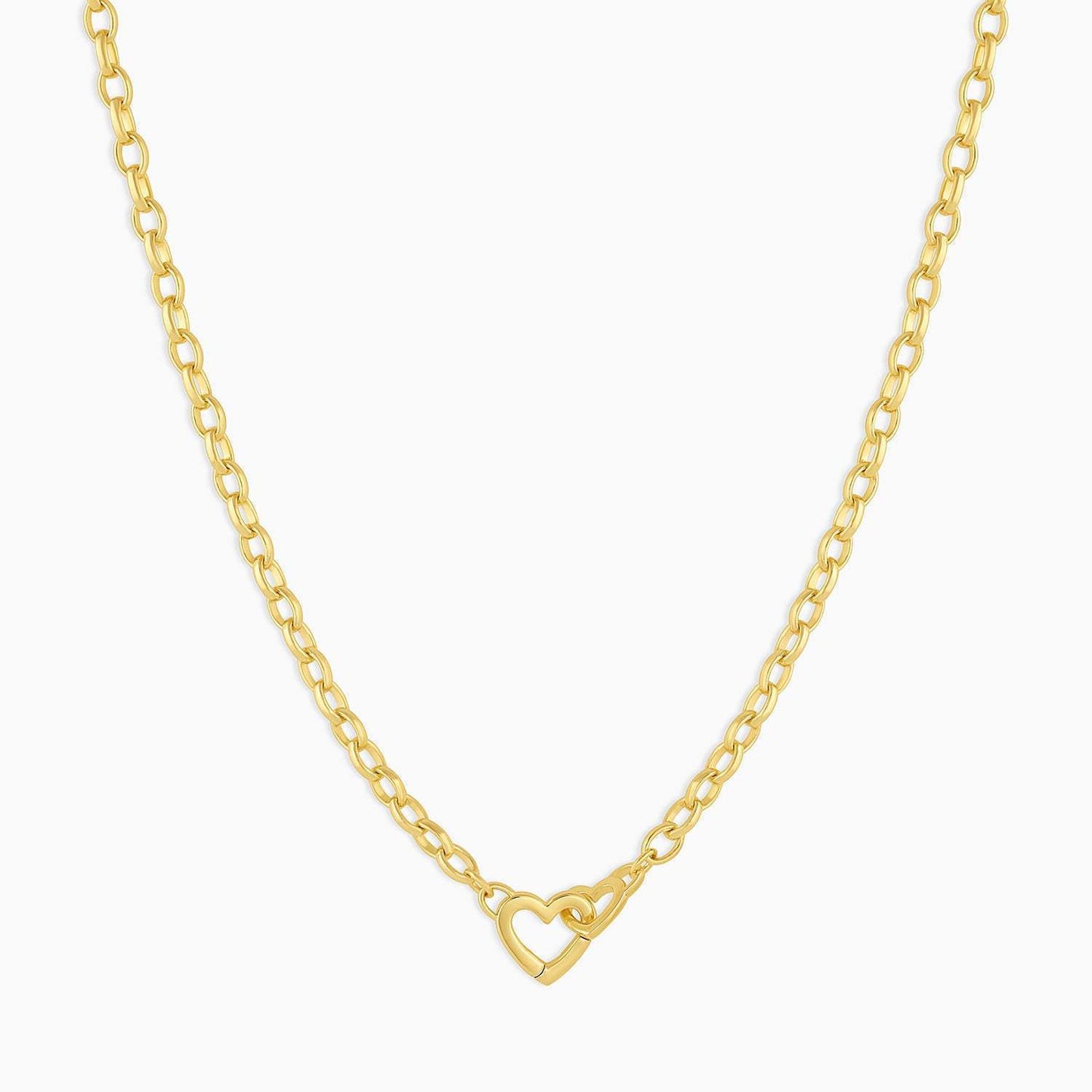 Minimalist Heart-Shaped Titanium Steel Necklace with 18K Gold Plating for Women