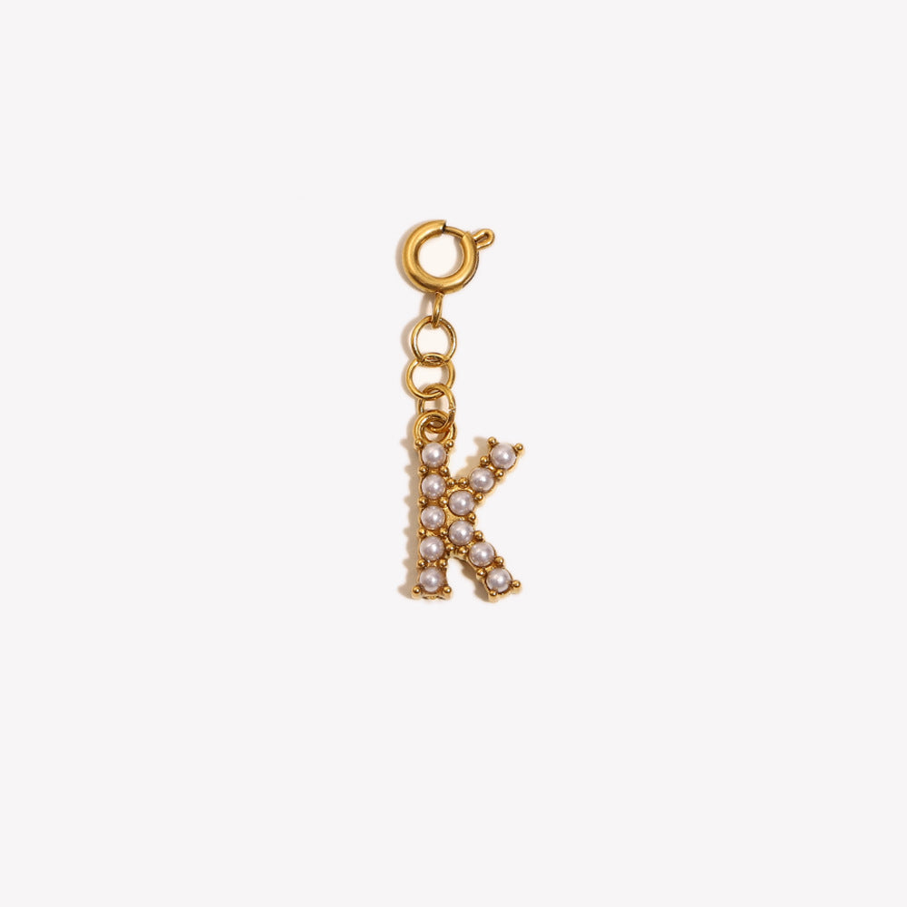 Barretta con Ciondolo a Lettera o Numero in Acciaio Inossidabile Placcato Oro 18K Minimalista da Donna