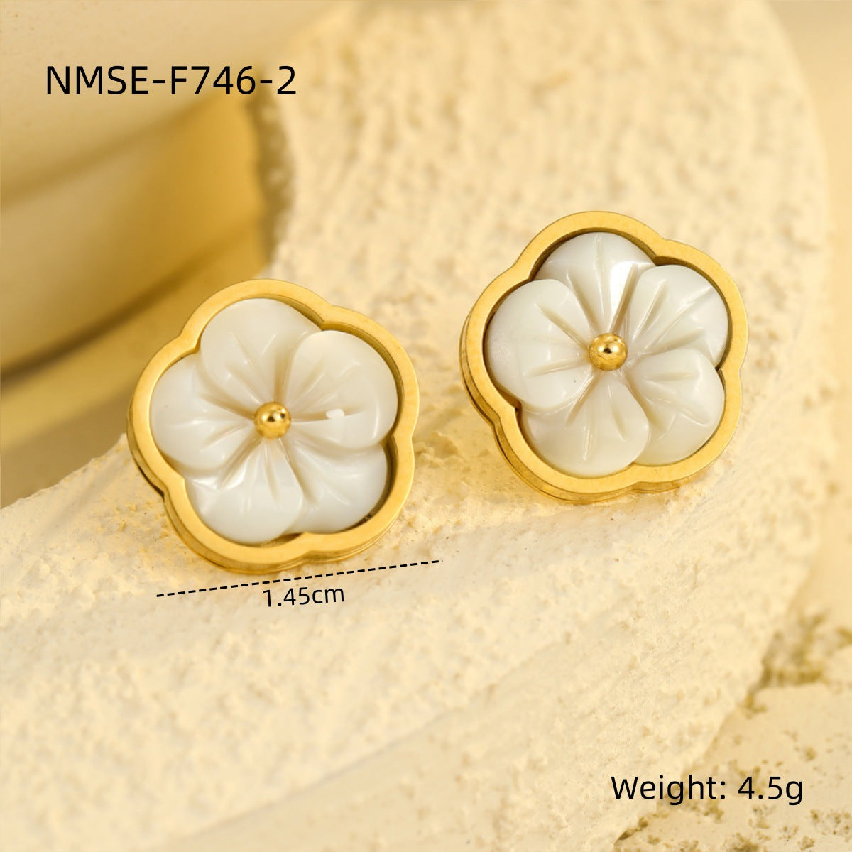 Elegante Collana Pendente Floreale da Donna in Acciaio Inossidabile con Zircone e Intarsio di Madreperla