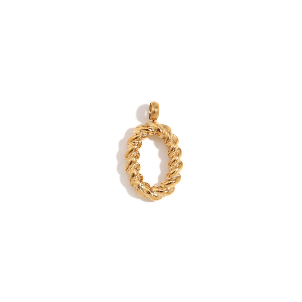 Colgante minimalista de acero inoxidable chapado en oro de 18 quilates con mini letra retorcida para mujer