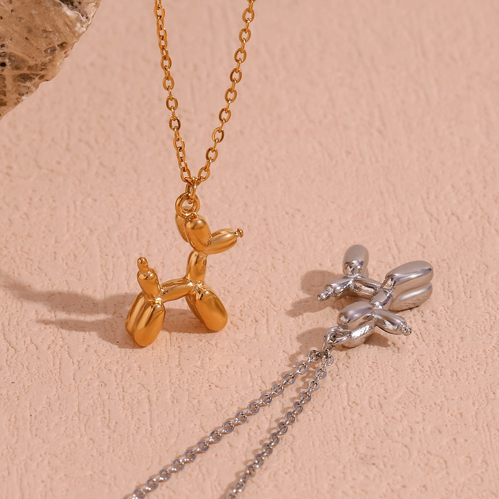 Collana Minimalista da Donna con Ciondolo a Cane in Acciaio Inox Placcato Oro 18K