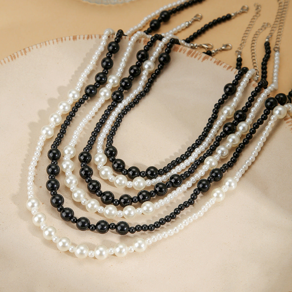 Minimalist Elegant Multi-Layer Round Pearl Necklace Long Cable Chain Sweater Chain for Women and Men