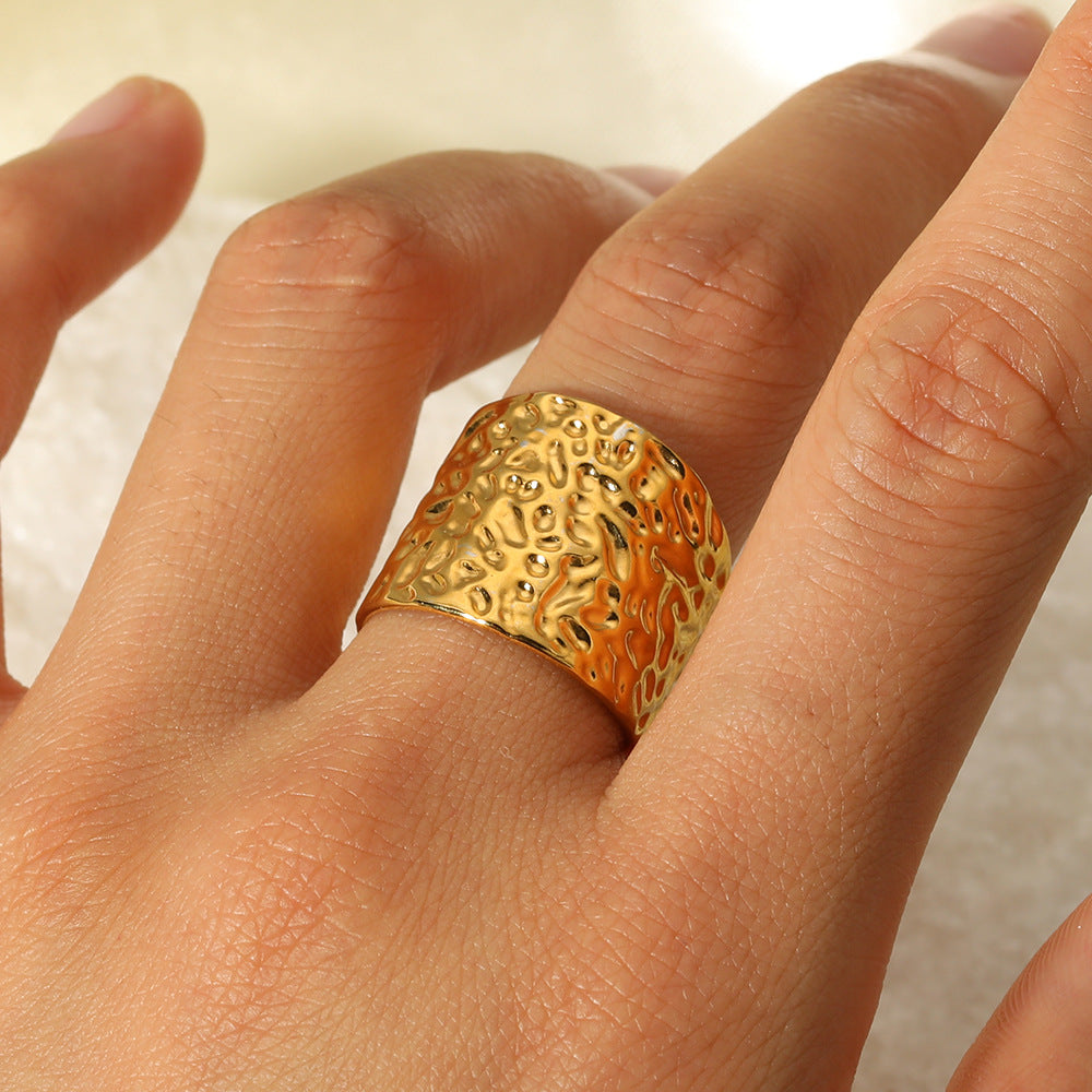 Anello regolabile geometrico minimalista in acciaio inossidabile placcato per donna