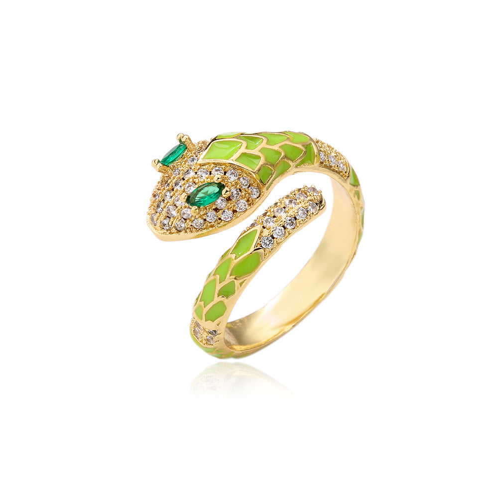 Anello Minimalista Geometrico in Rame con Zirconi Micro-Pavé per Donna