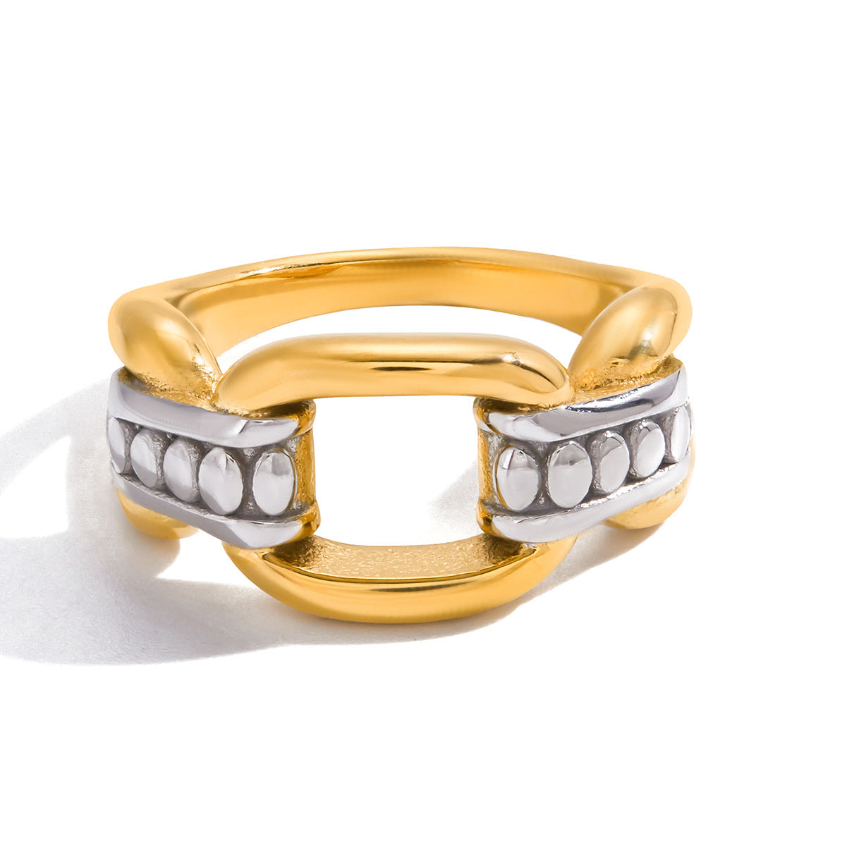 Anello Geometrico in Acciaio al Titanio per Donna con Finitura Galvanica, Anello di Moda in Acciaio Inossidabile per l'Uso Quotidiano