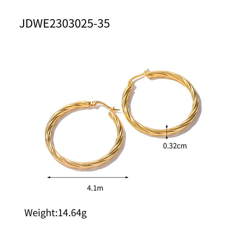 Minimalist Geometric Stainless Steel Ear Cuffs with 18K Gold Plating for Women Titanium Steel Hypoallergenic Fashion Earrings