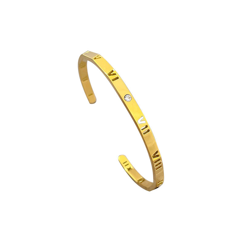 Minimalist Titanium Steel Bracelet with Retro Vintage Design for Women Stainless Steel Fashion Jewelry