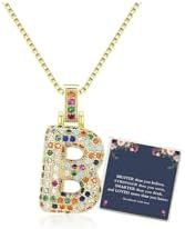 Sweet Hip-hop Letter Brass Cubic Zirconia Inlay Pendant Necklace Box Chain Unisex