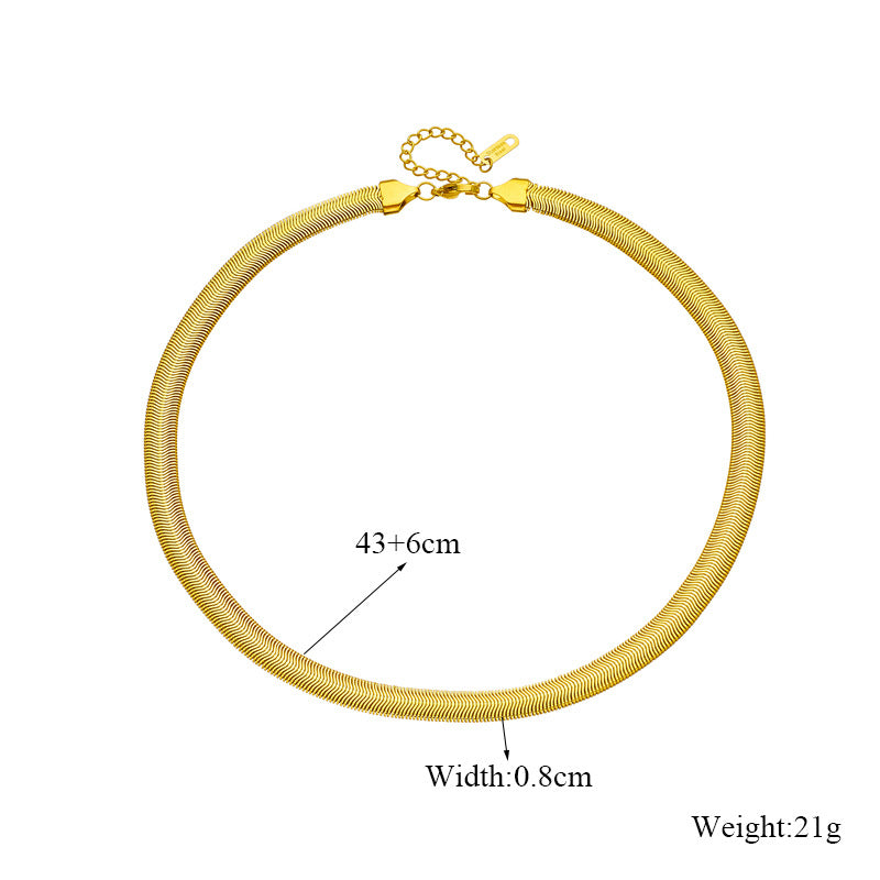 Collana a catena a serpente in acciaio al titanio minimalista punk geometrico bicolore oro e argento