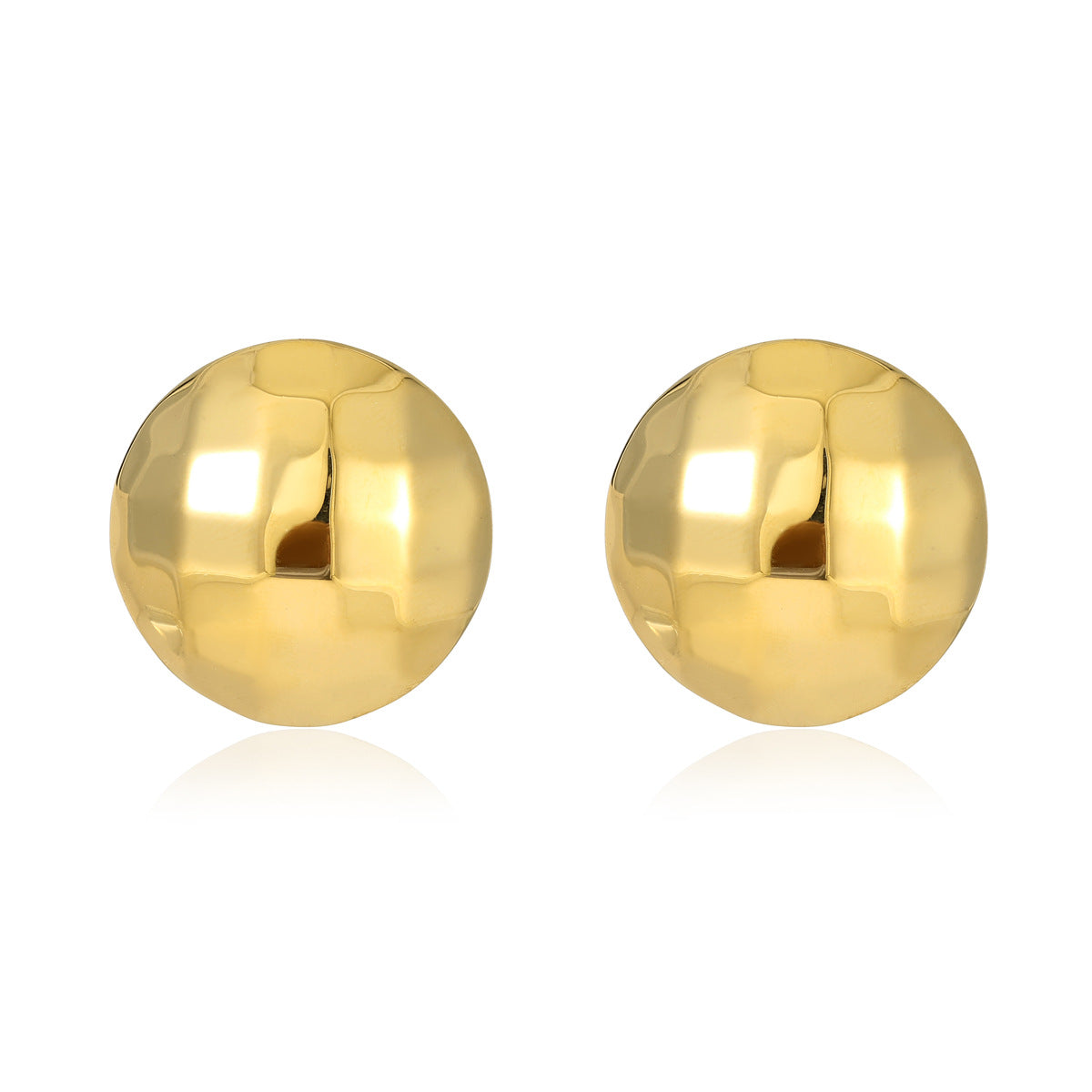 Pendientes de botón redondos geométricos pulidos de acero inoxidable minimalistas para mujer
