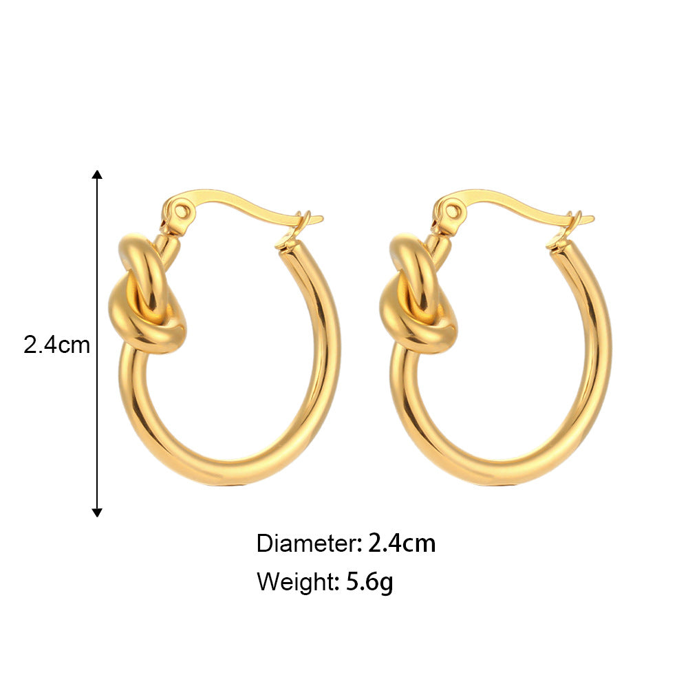 Geometric Fashion-Forward Stainless Steel Hoop Earrings with Gold Plating for Women