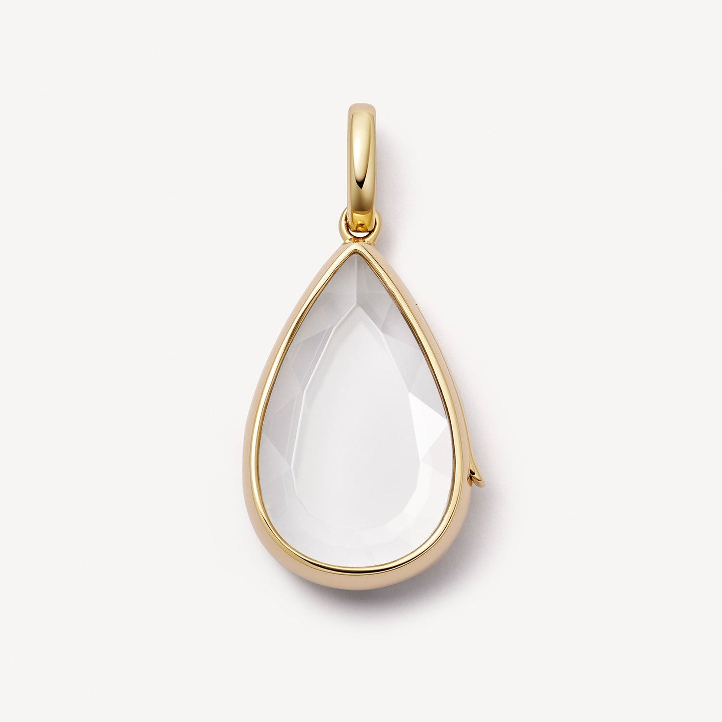 Vintage 18K Gold Plated Brass Round Geometric Locket Pendant Charm Bar with Cable Chain