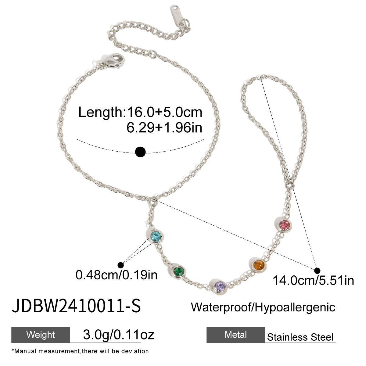 Elegant Minimalist Geometric Round Stainless Steel Plated Cubic Zirconia Linked Ring Bracelet for Women