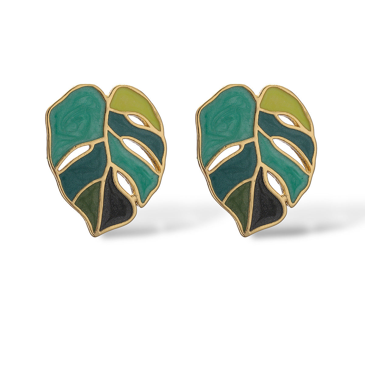 Minimalist Heart-Shaped Copper Earrings with Gold Plating and Enamel Finish for Women