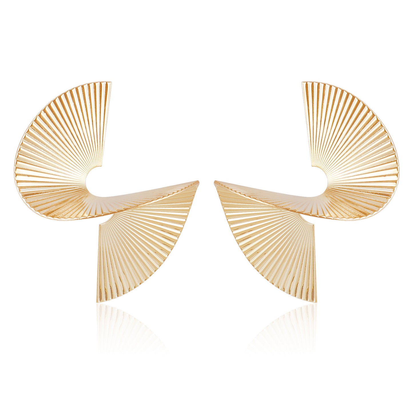 Pendientes de abanico retorcido vintage con forma de U geométrica para mujer con acabado metálico galvanizado