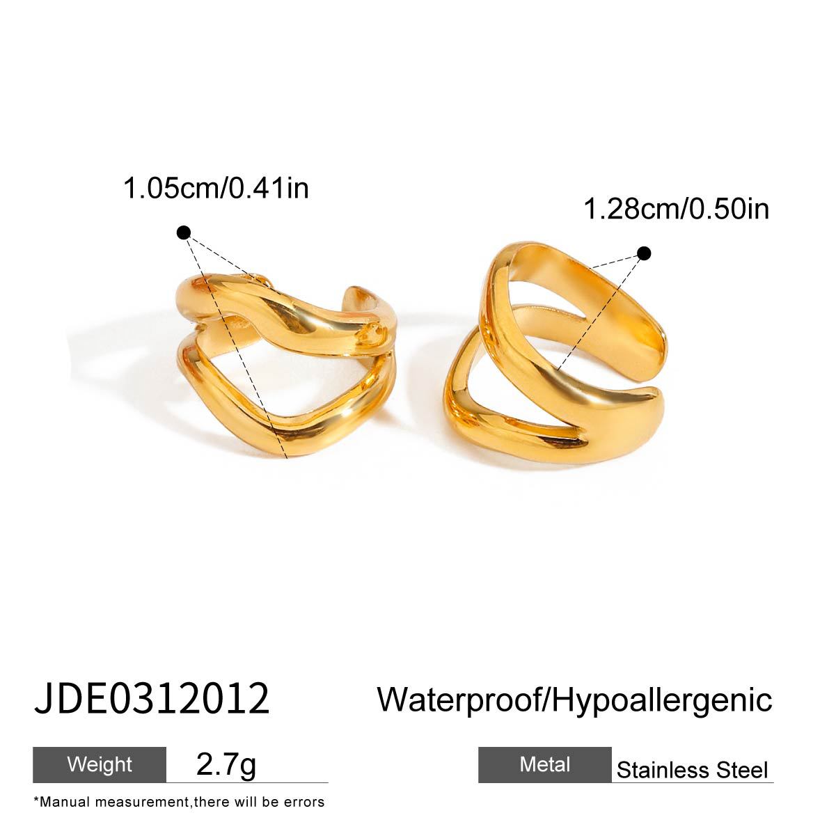 Geometric Plated Stainless Steel U-Shape Ear Cuff for Women