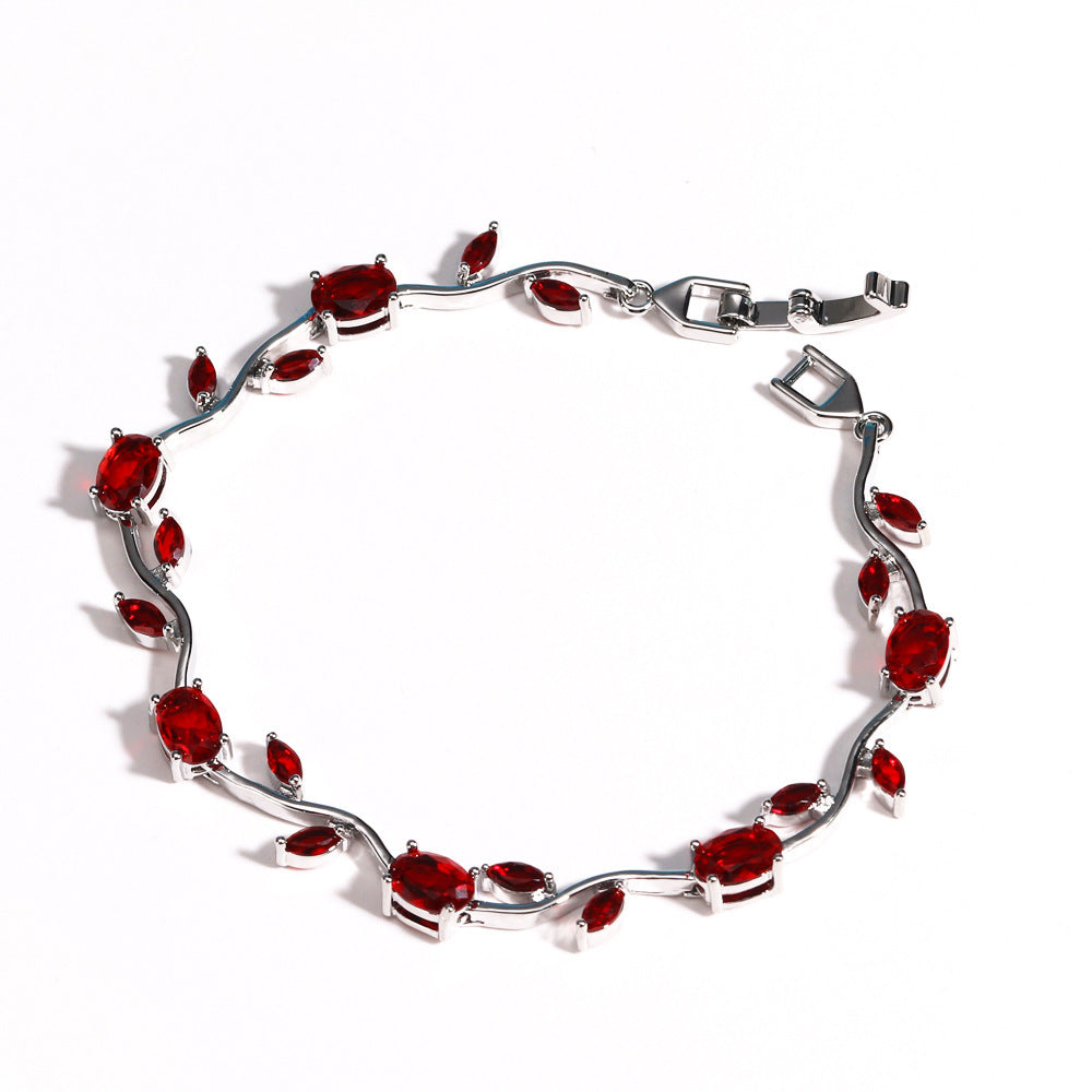Elegant Gold Plated Brass Tulip Flower Bracelet with Rhinestone Gemstone Inlay for Women