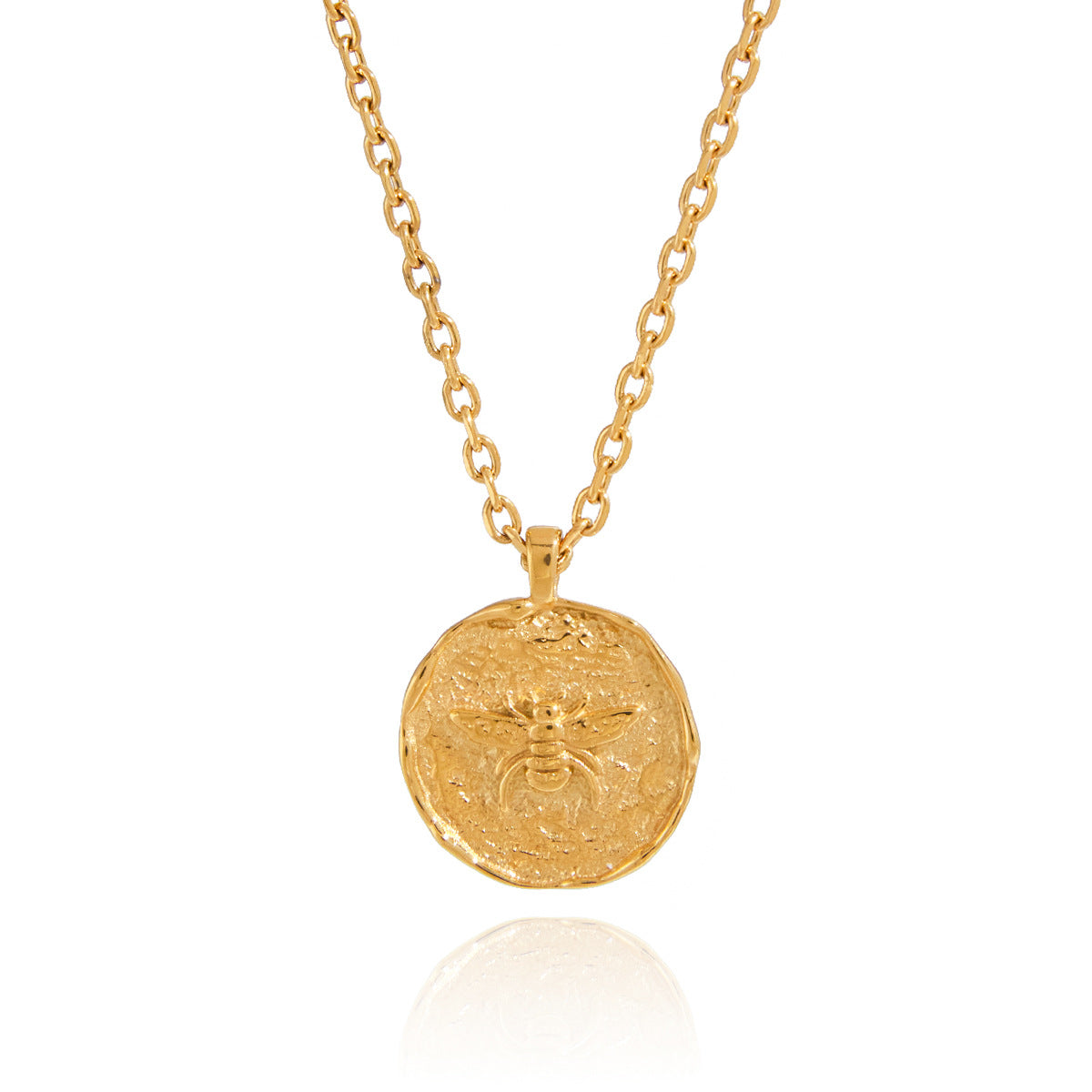 Collar de Acero Inoxidable Chapado en Acero de Titanio con Colgante de Abeja Geométrica para Mujer
