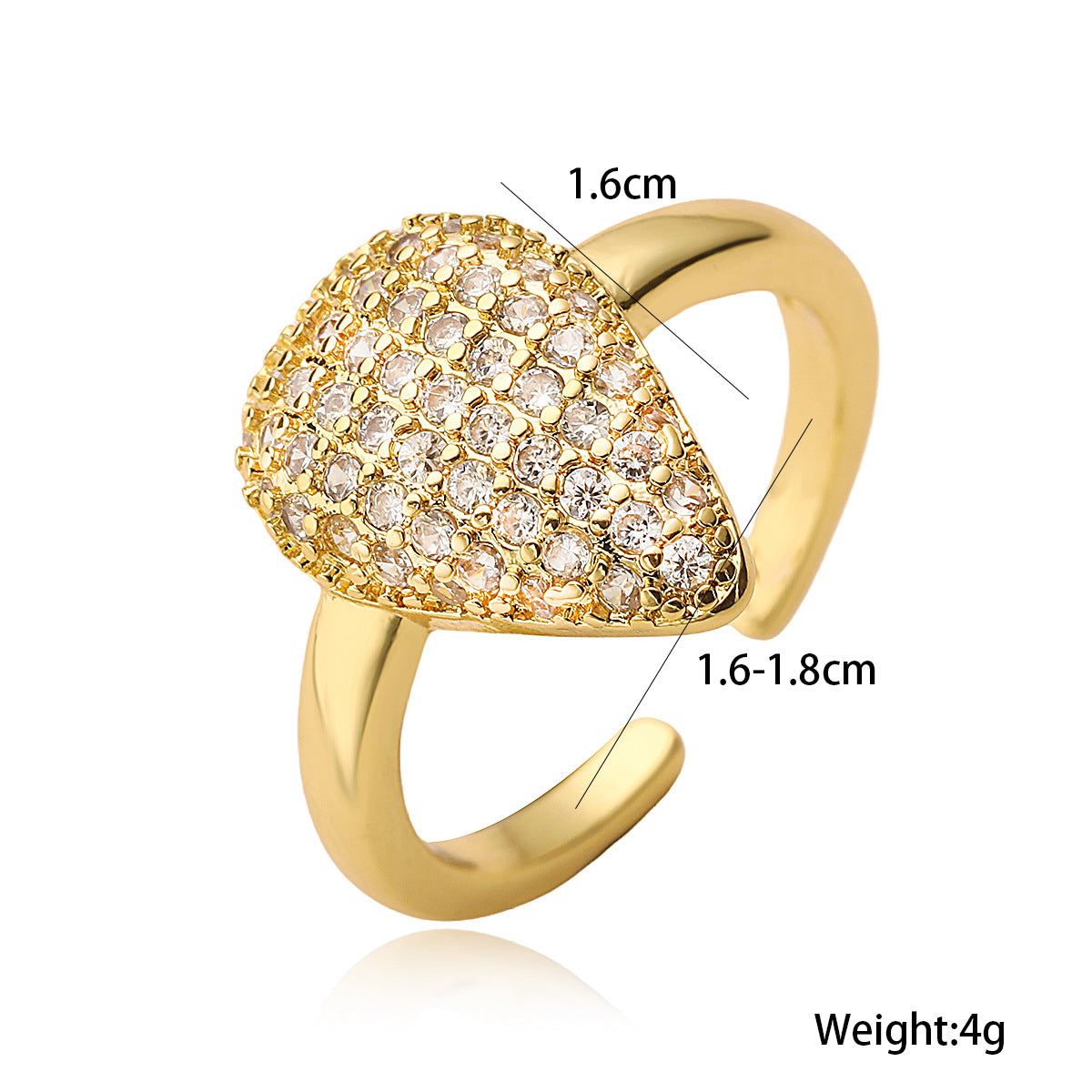 Anello Aperto Geometrico Minimalista da Donna in Rame con Zirconia Micro-Incastonata