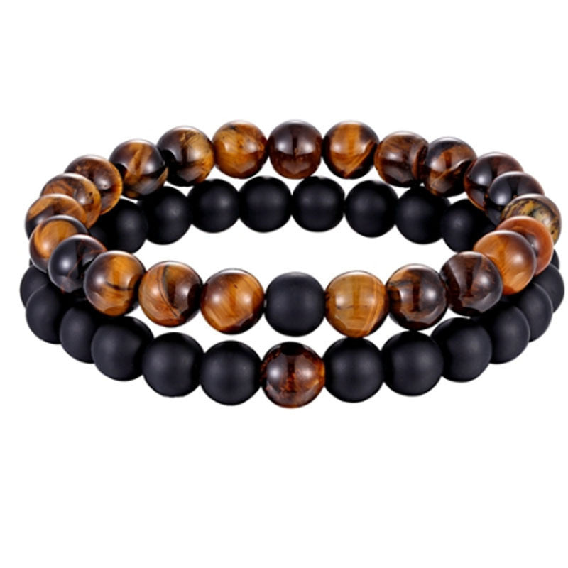 Sweet Matte Geometric White Agate Tiger Eye Volcanic Stone Charm Bar Unisex Handmade