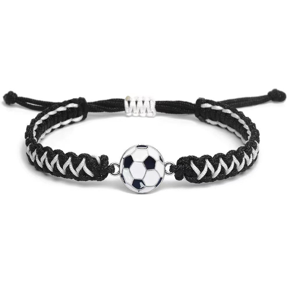 Sporty Color Block Handmade Braided Charm Bar Bracelet Unisex Adjustable