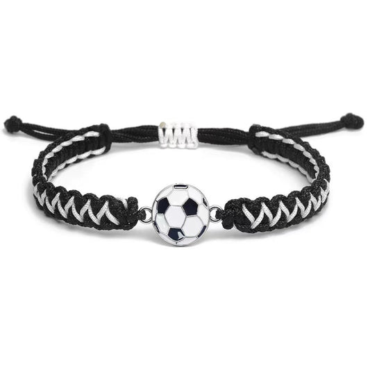 Sporty Color Block Handmade Braided Charm Bar Bracelet Unisex Adjustable