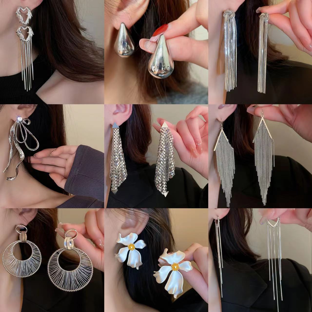Orecchini a Nappa Geometrici Minimalisti in Metallo Placcato con Perni in Argento Sterling