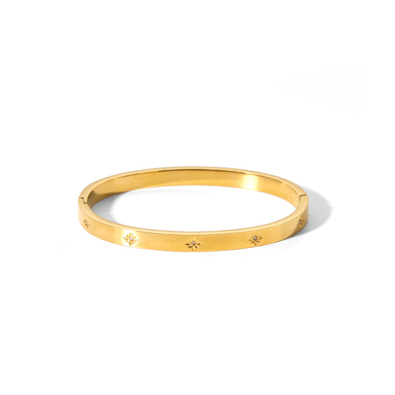 Minimalist Geometric Stainless Steel Bracelet for Women with 18K Gold Plating, Hypoallergenic and Fade-Resistant