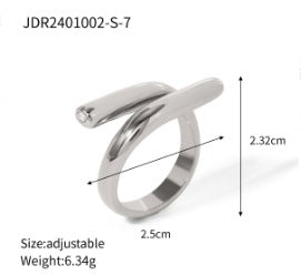 Minimalist Geometric Stainless Steel Bracelet Ring and Earrings Set with Polished Finish