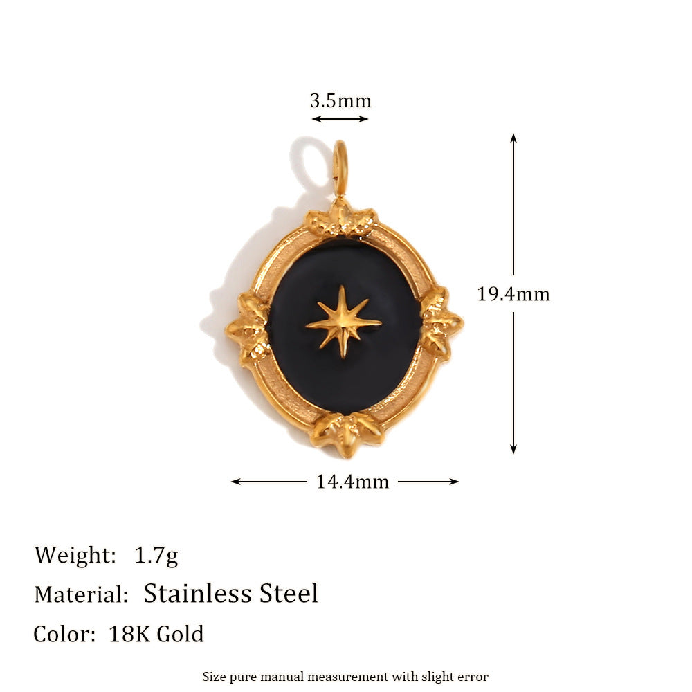 Fashionable Heart and Moon Geometric Pendant in Stainless Steel with 18K Gold Plating and Hammered Texture