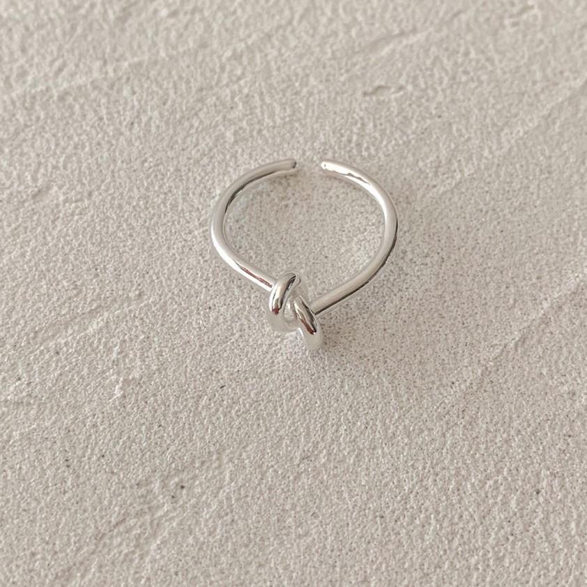 Anillo de cuerda trenzada de plata de ley 925 con forma de corazón estilo natural para mujer