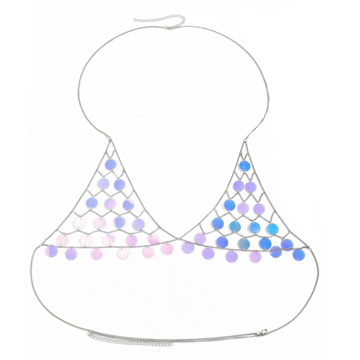 Catena Minimalista con Nappe per il Corpo da Donna in Metallo con Paillettes Colorate e Design Ispirato alla Spiaggia