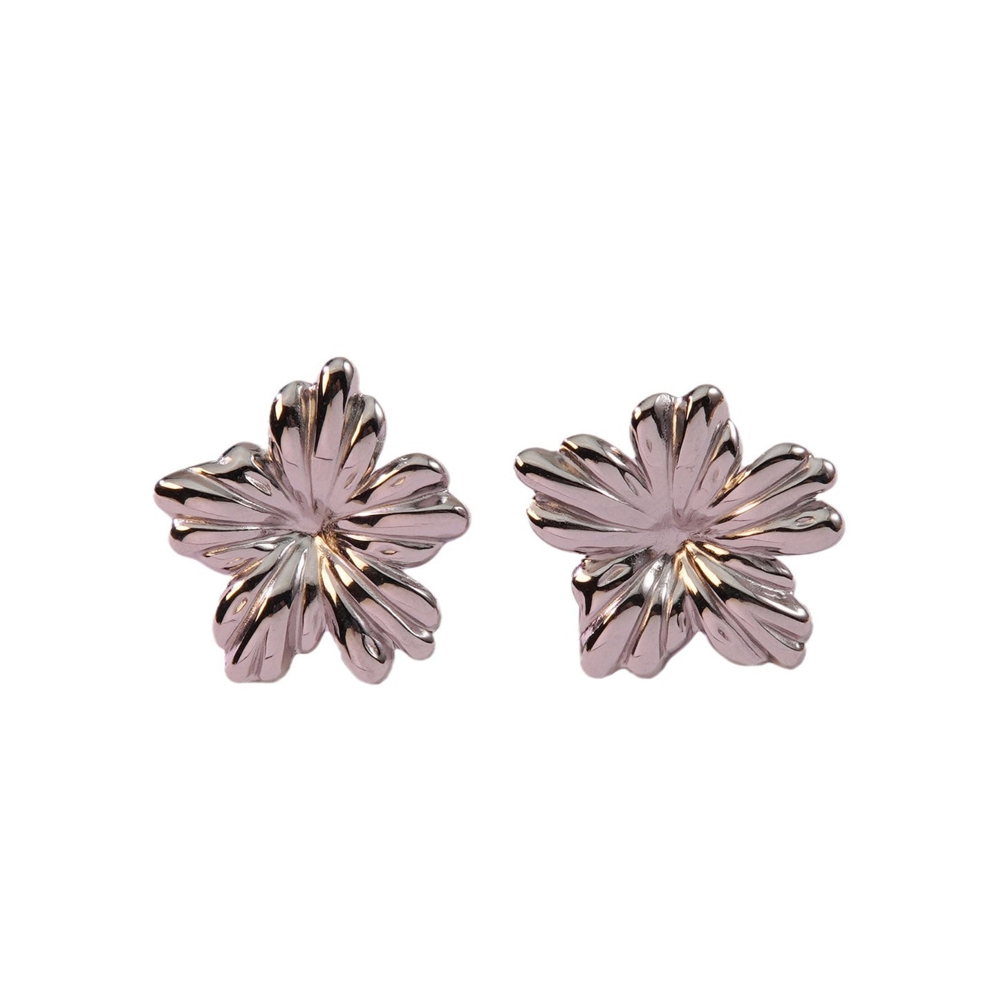 Elegant Business Floral Stamping Stainless Steel Stud Earrings for Women