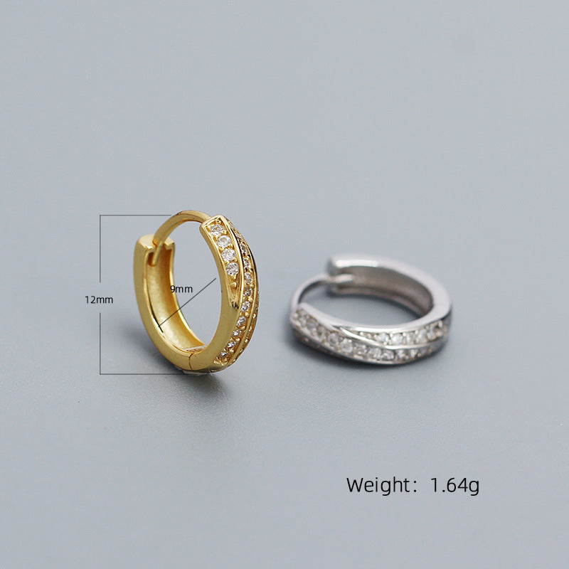 Elegant Geometric 925 Sterling Silver Plated Cubic Zirconia Hoop Earrings for Women
